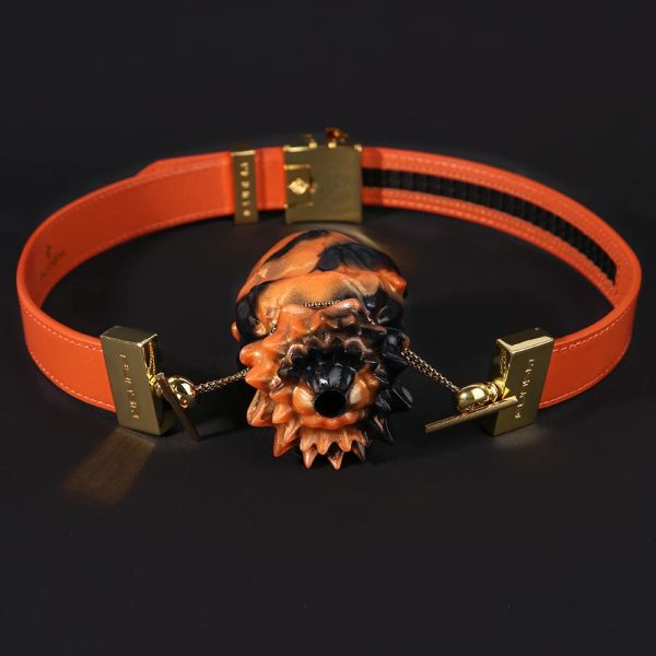 Orchid Sex Gag Silicone Mouth Plug Leather Belt - Image 2