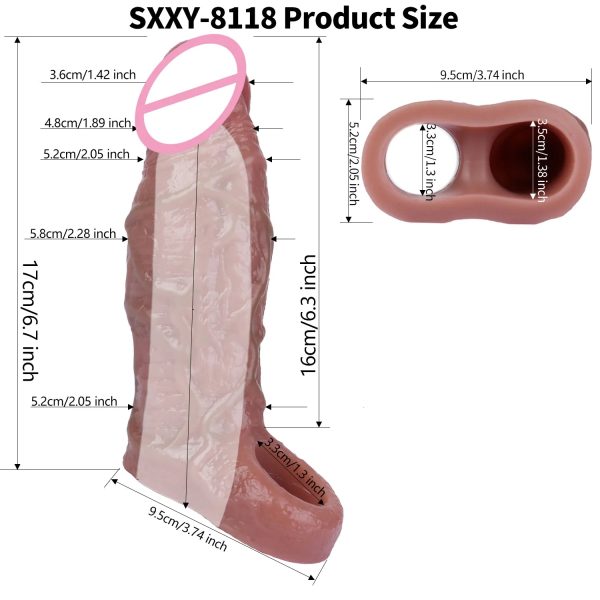 Big Silicone Realistic Penis Sleeve with Rings G-Spot Stimulation Sex Toy - Image 6