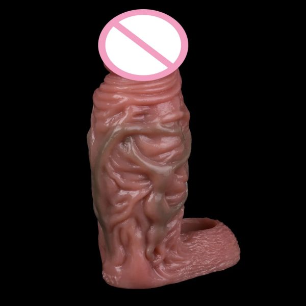 Penis Sleeve Extender Enlarger Silicone Enlargement Cock Condom with Delay Ball Stretcher - Image 3