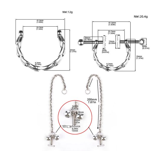 Adjustable Nipple Clips Chain with Vine Non Piercing Breast Nipple Clamps - Image 3