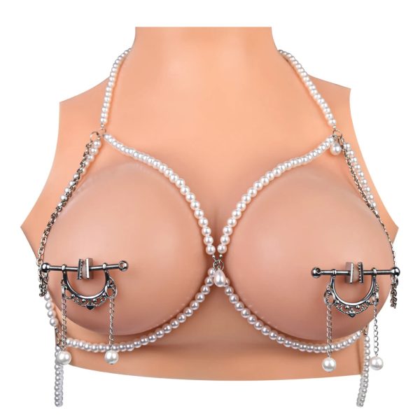 Stainless Steel Clip on Nipple Rings with Necklaces Adjustable Non Piercing Nipple Jewelry - Image 8