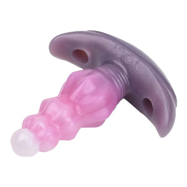 Three Sizes of Liquid Silicone Pink Anal Plugs with Tail and Vibrator Wearable - Image 2