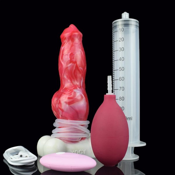 Remote Control Dildo Vibrator Dog Knot Ejaculation Penis Suction Cup Masturbator