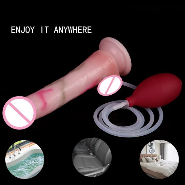 7 Inch Silicone Ejaculation Anal Dildo Vagina Stimulate with Suction Cup - Image 4