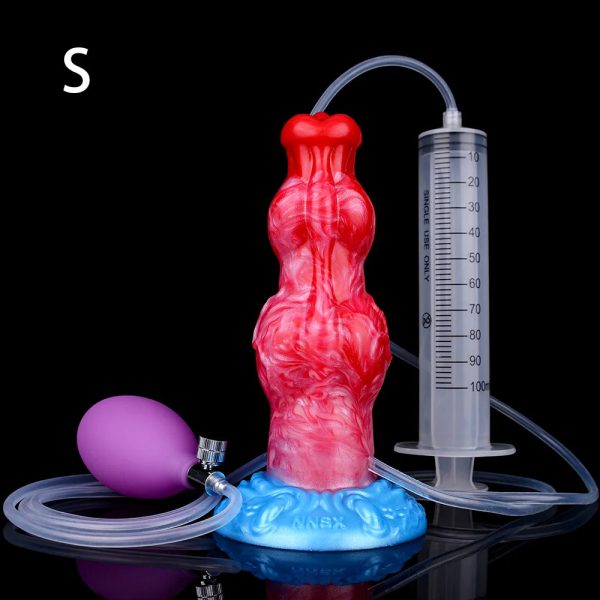 2 Sizes Silicone Squirting Inflatable Simulation Ejaculation Dildo with Suction Cup - Image 7