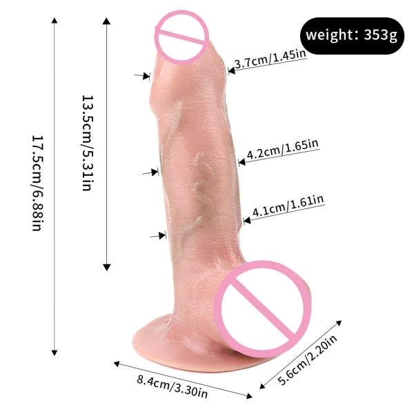 Realistic Dildos Real Skin Soft Silicone Dildo with Suction Cup - Image 3