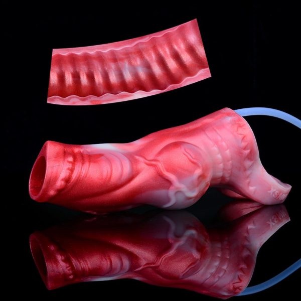 Fantasy Hollow Water Spray Penis Sleeve Soft Silicone Reusable Penis - Image 5
