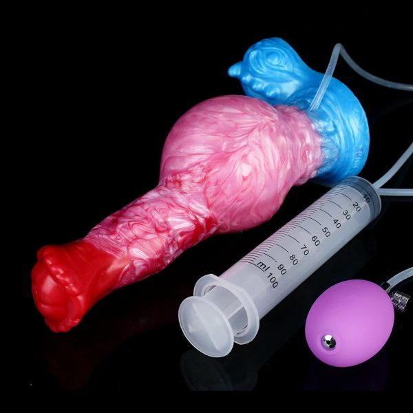 Silicone Squirting Inflatable Fantasy Dildo with Suction Cup - Image 2