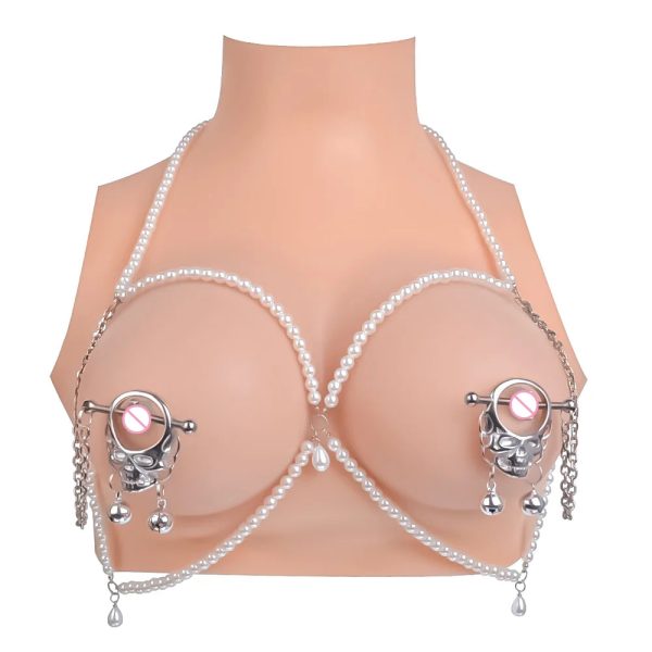 Skull Nipple Chain Clamps Clips Stainless Steel Adjustable Pressure with Chain - Image 8