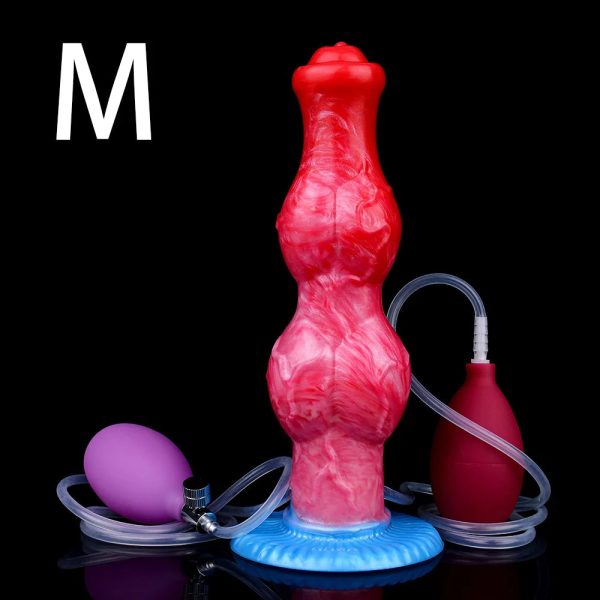 2 Sizes Red Squirting Inflatable Fantasy Dildo Silicone Dildo with Suction Cup - Image 11