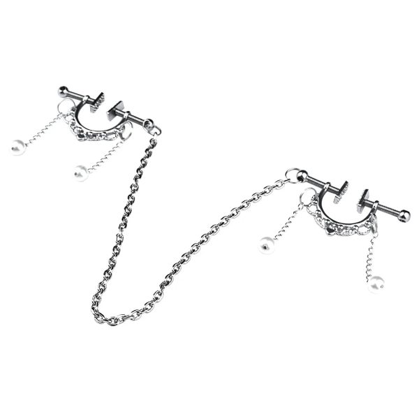 Stainless Steel Clip on Nipple Rings with Necklaces Adjustable Non Piercing Nipple Jewelry - Image 7