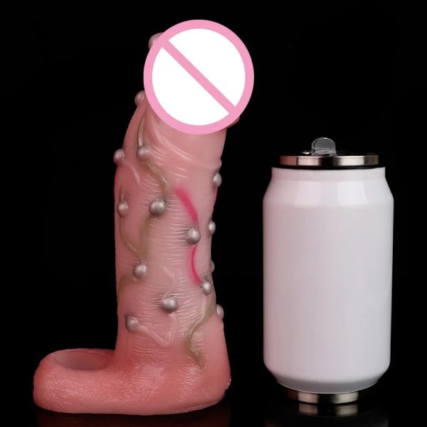 Liquid Silicone Penis Sleeve Sex Toys  with Rings G-Spot Stimulation - Image 4