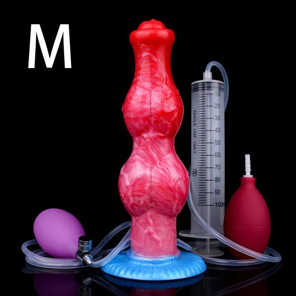 2 Sizes Red Squirting Inflatable Fantasy Dildo Silicone Dildo with Suction Cup - Image 12