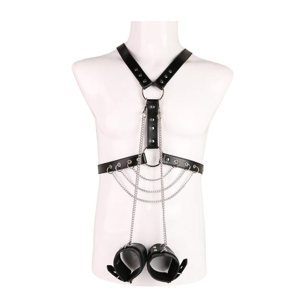 Men's Leather Corset with Steel Chain, Adjustable Waist Trainer - Image 7