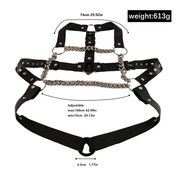 Men's Leather Corset Adjustable Waist Cincher Gothic Fetish Body Shaper Restraint Belt - Image 6