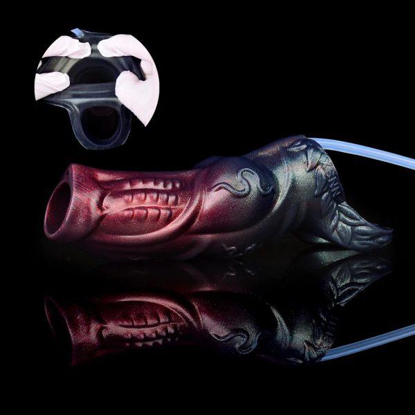 Dark Fantasy Monster Hollow Water Spray Penis Sleeve Soft Silicone Sex Toys - Image 2