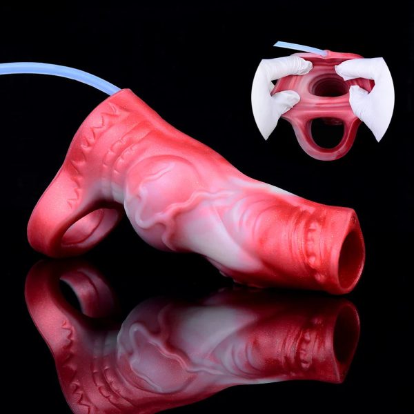 Fantasy Hollow Water Spray Penis Sleeve Soft Silicone Reusable Penis - Image 2