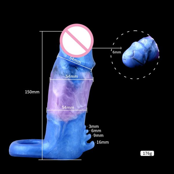 Realistic Silicone Penis Sleeve Flexible Male Cock Extender Enlarger Sex Toy - Image 5