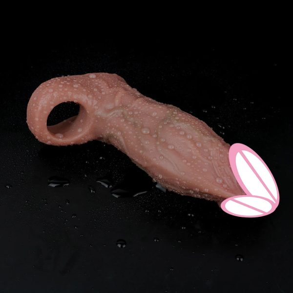 Realistic Penis Sleeve With Testicle Ring Cock Sleeve Extender - Image 4