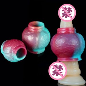 Large Dog Knot Dildo Penis Sleeve Silicone Male Cock Enlargement Cock Ring Dick