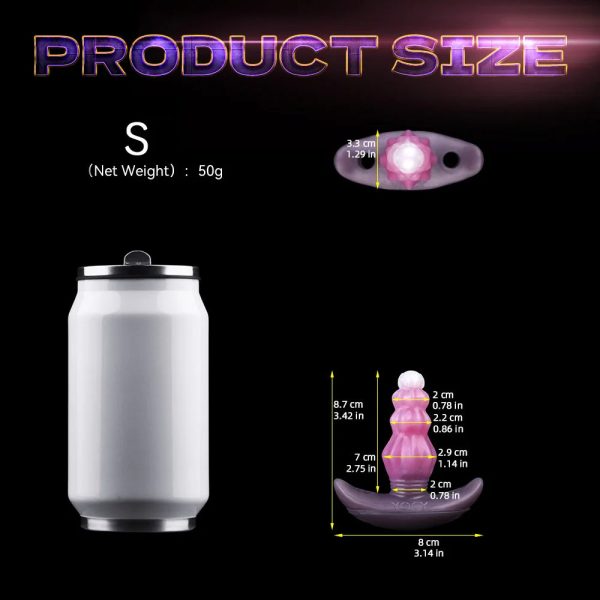 Three Sizes of Liquid Silicone Pink Anal Plugs with Tail and Vibrator Wearable - Image 7