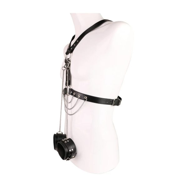 Men's Leather Corset with Steel Chain, Adjustable Waist Trainer - Image 2