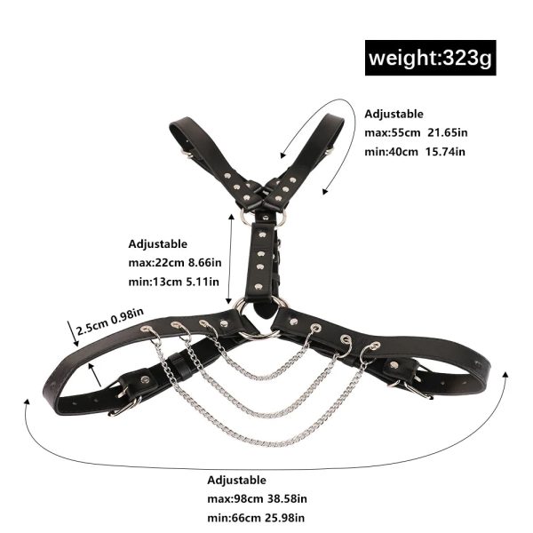 Men's Leather Corset with Steel Chain, Adjustable Waist Trainer - Image 6