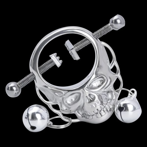 Skull Nipple Chain Clamps Clips Stainless Steel Adjustable Pressure with Chain - Image 5