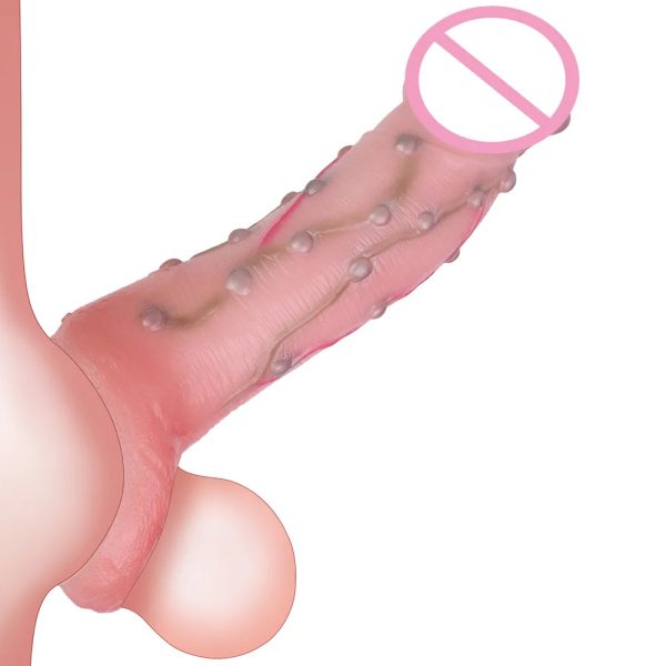 Liquid Silicone Penis Sleeve Sex Toys  with Rings G-Spot Stimulation - Image 5