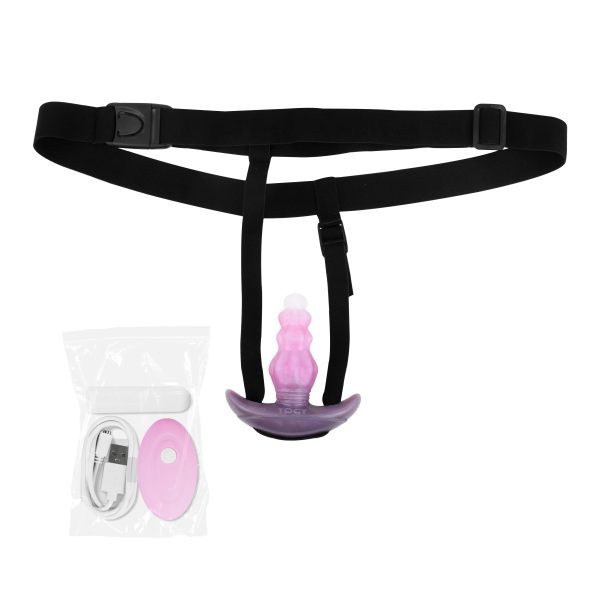 Three Sizes of Liquid Silicone Pink Anal Plugs with Tail and Vibrator Wearable - Image 12