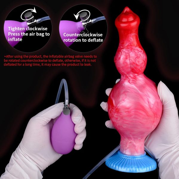 2 Sizes Red Squirting Inflatable Fantasy Dildo Silicone Dildo with Suction Cup - Image 4