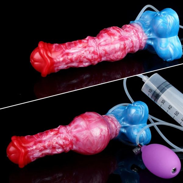 Squirting Inflatable Simulation Ejaculation Dildo with Suction Cup - Image 2