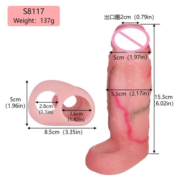 3 Sizes Penis Sleeves Realistic Silicone Reusable Stronger Erection Enhancement Cock - Image 6