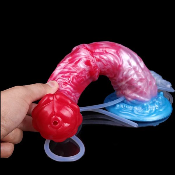 Squirting Inflatable Ejaculation Dildo Silicone Horse Vagina Anus Expansion - Image 4