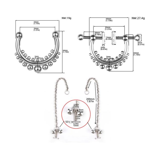 Rings Bar Nipple Rings Stainless Steel Clip on Nipple Rings  Body Nipple - Image 3
