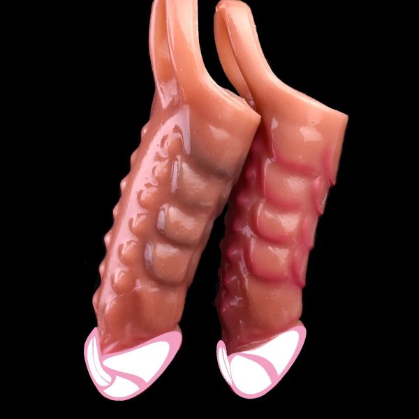 Men's Penis Sheath With Anti-drop Ring Soft Silicone Unique Texture Design Sex Toy - Image 4