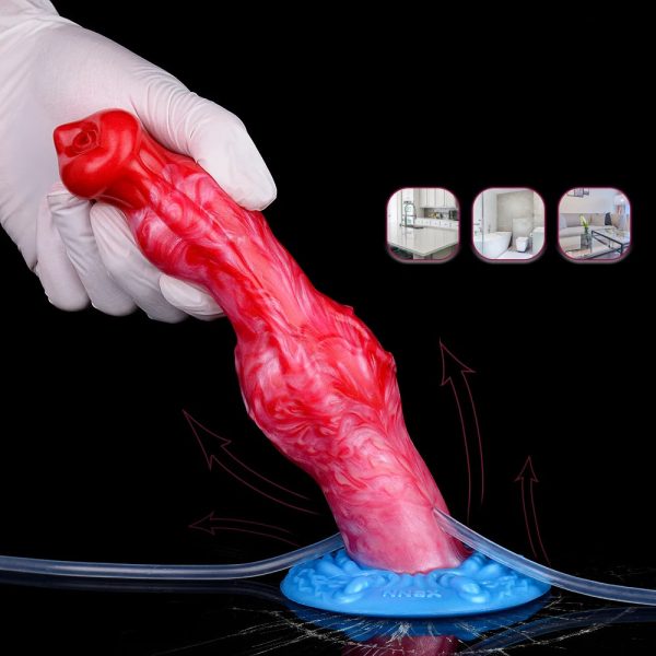 2 Sizes Silicone Squirting Inflatable Simulation Ejaculation Dildo with Suction Cup - Image 3