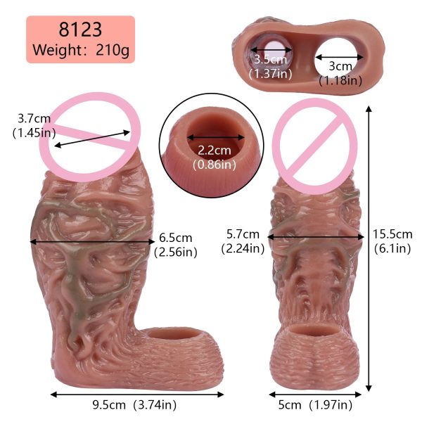 Penis Sleeve Extender Enlarger Silicone Enlargement Cock Condom with Delay Ball Stretcher - Image 6