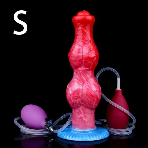 2 Sizes Red Squirting Inflatable Fantasy Dildo Silicone Dildo with Suction Cup - Image 9