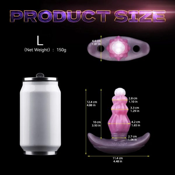 Three Sizes of Liquid Silicone Pink Anal Plugs with Tail and Vibrator Wearable - Image 14