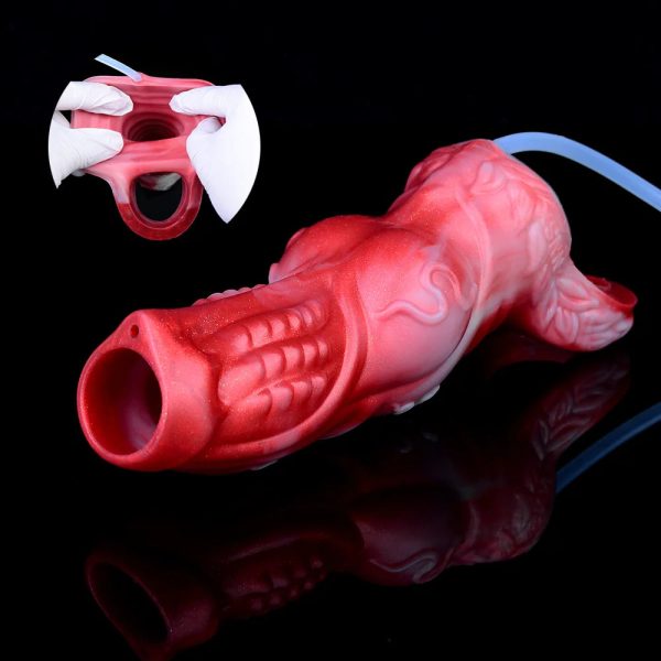 Fantasy Monster Penis Sleeve Soft Silicone Sex Toys Sheath  Hollow Water Spray Dildo - Image 2