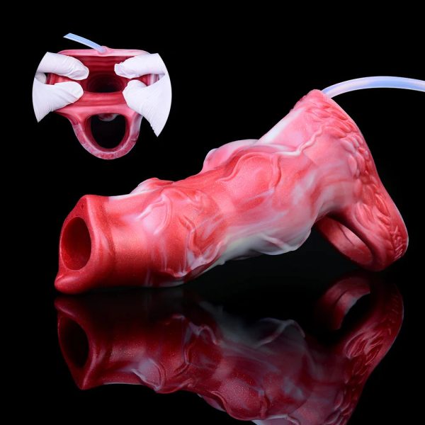 Animal Hollow Water Spray Penis Sleeve  Realistic Male Sex Toys - Image 2