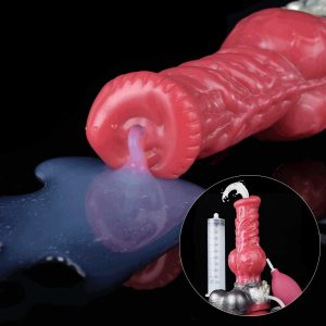Wolf Dildo with Suction Cup Silicone Huge Knot Anal Plug Syringe Tube Spray Ejaculation Penis