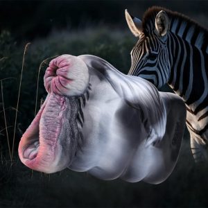 Animal Zebra Masturbation Cup Dual Channel Silicone Masturbator Realistic Vaginal