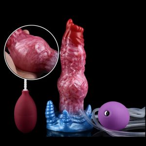 Squirting Inflatable Fantasy Dildo Soft Liquid Silicone Dildo with Suction Cup