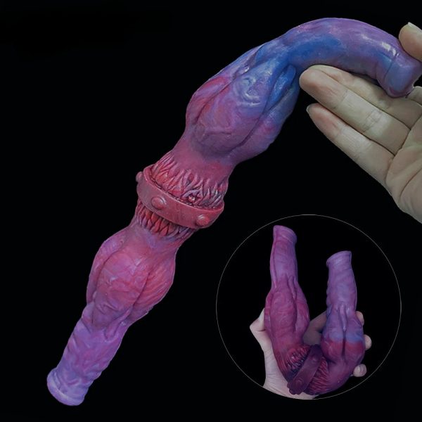 14.17"Super Long Double Dildo Silicone Animal Dog Penis Big Knot Anal Plug