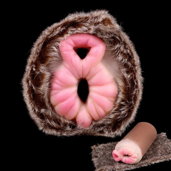 Silicone Male Masturbator Sex Toys with Animal Fur Pocket Pussy