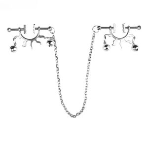 Dazzling Flames Stainless Steel Nipple Clip with Nipple Chain Noose