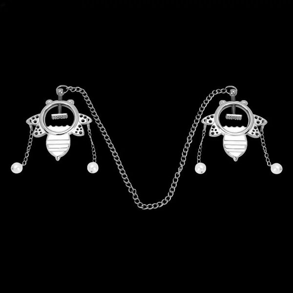 Nipple Clamps with Adjustable Leather Straps Fetish Bondage Adult Kinky Sex Toys